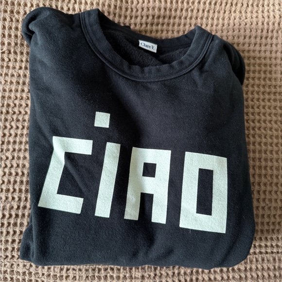 Clare V Black 'Ciao' Sweatshirt - Picture 2 of 2